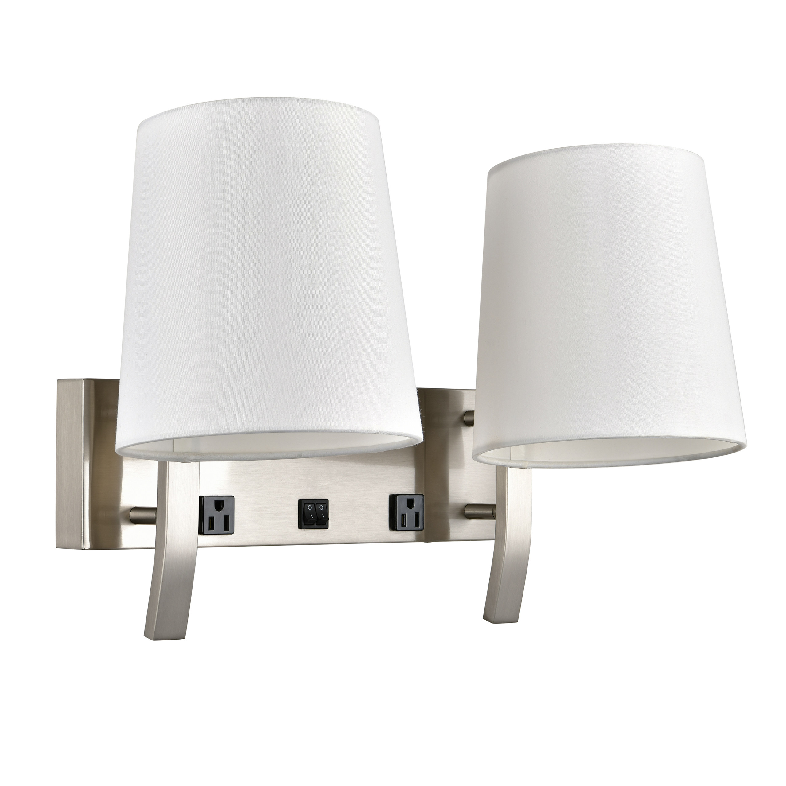 Wall Lamps Brushed Nickel Two Outlet 60W
