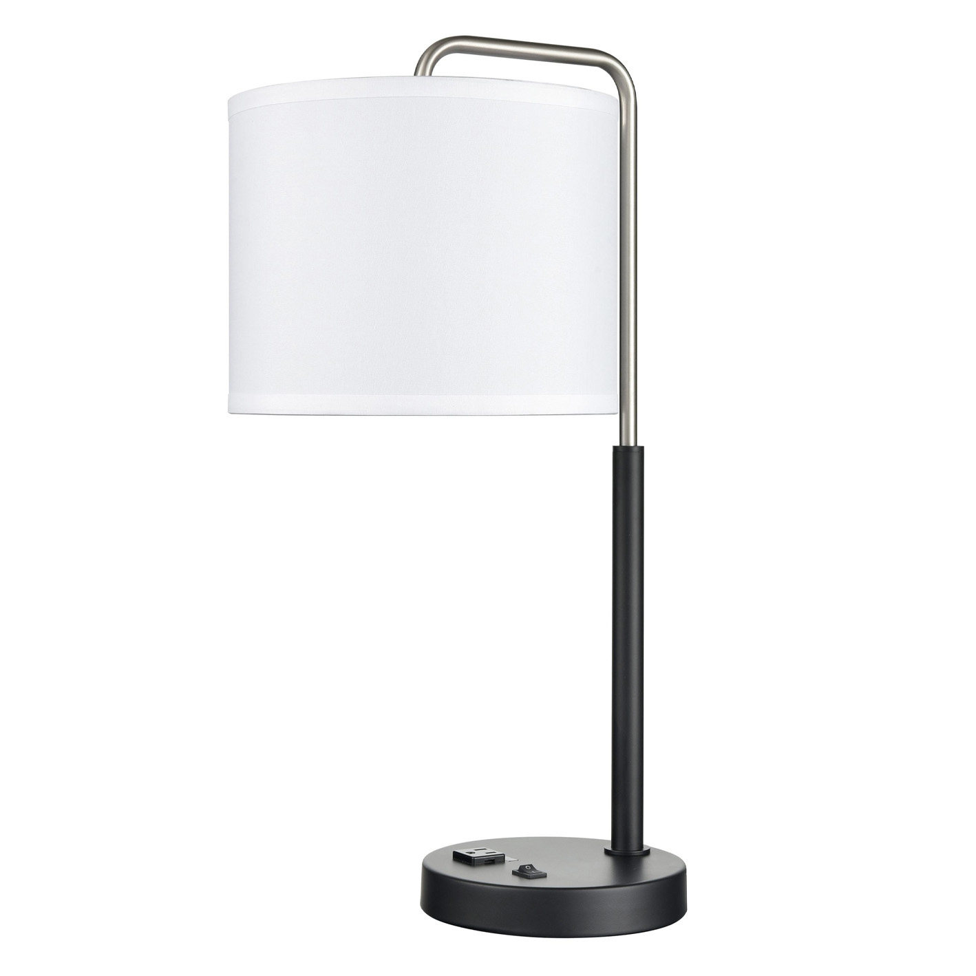 Table Lamp Brushed Nickel-Powder Coated Matte Black Without Qi Wireless Charger
