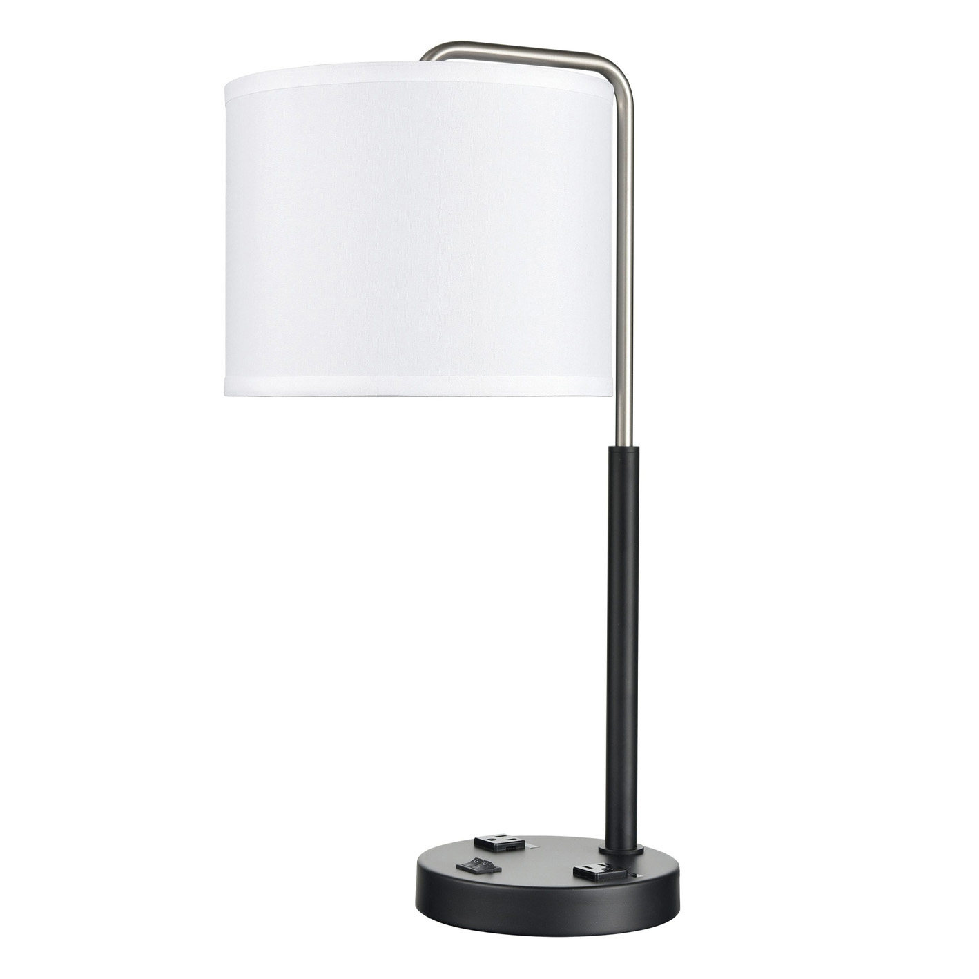 Table Lamp Brushed Nickel-Powder Coated Matte Black With two Outlet