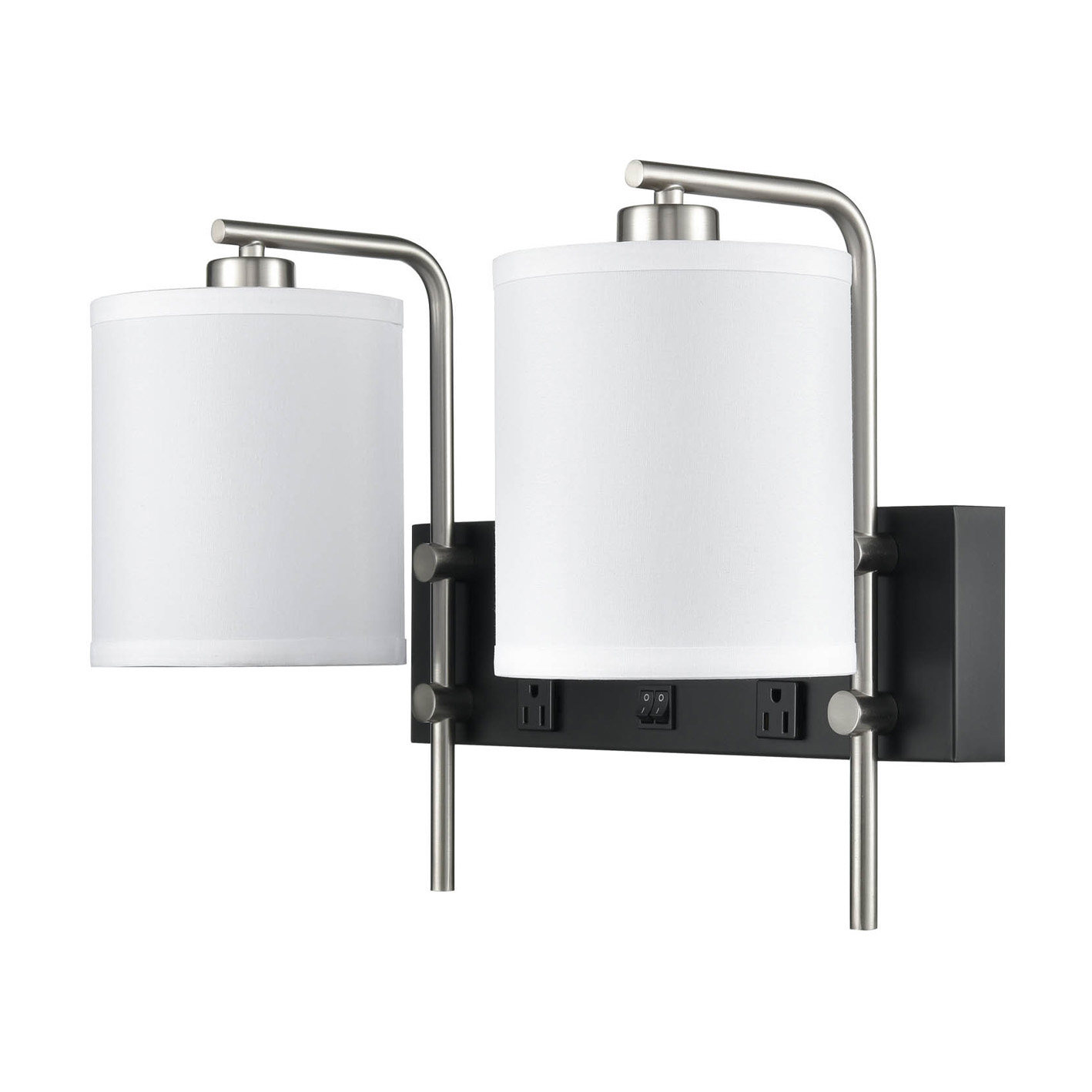 Wall Lamp Brushed Nickel Powder Coated Matte Black With two Switch